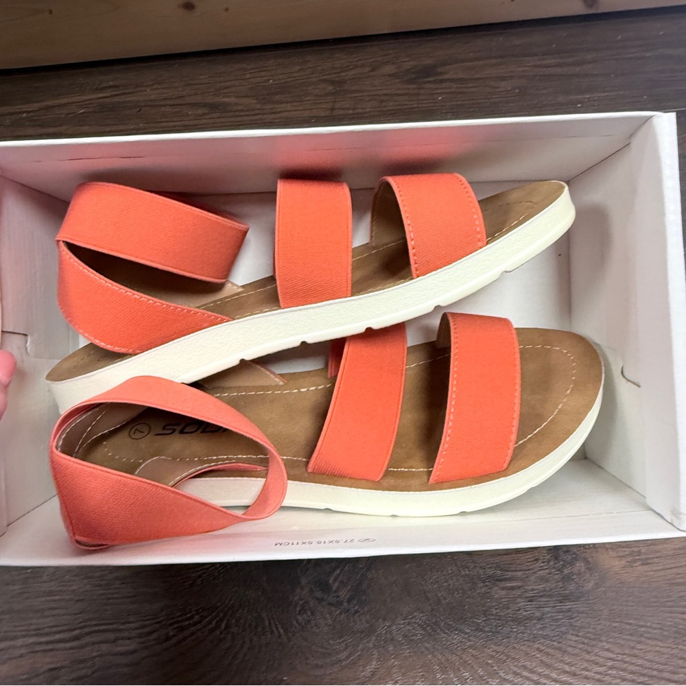 SODA CORAL MELON SUSHI ELASTIC STRETCHY BANDAGE SANDALS EXCELLENT CONDITION - Picture 4 of 7
